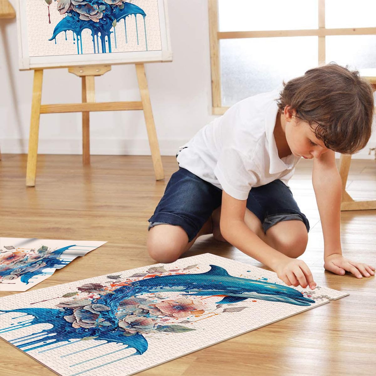 Delphin Mythologisch Puzzle für Jugendliche 2000 Teile Lernspielzeug für die ganze Familie Die Liebe zwischen Paaren stärken 70x100cm