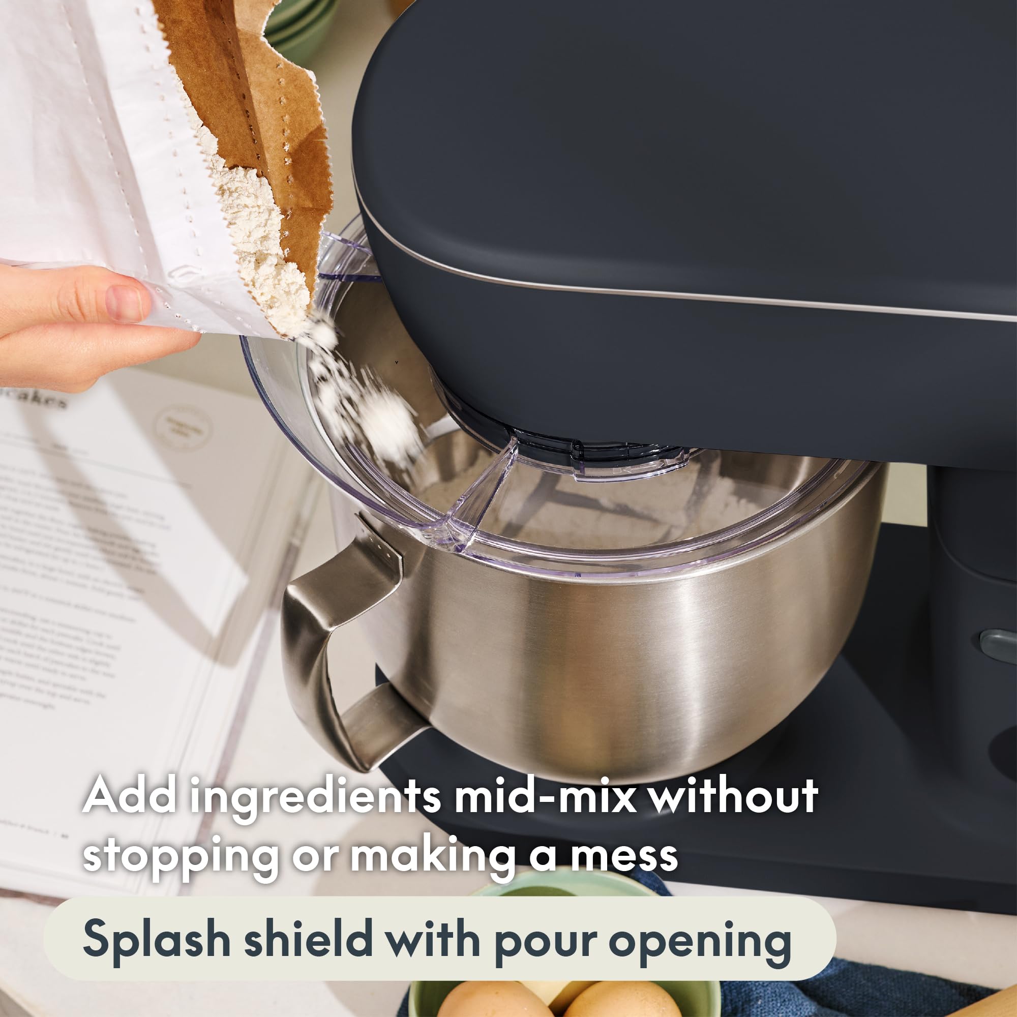 bella STIR 5.3Qt Tilt-Head Stand Mixer, 12-Speed Countertop Mixer, Slate view 6