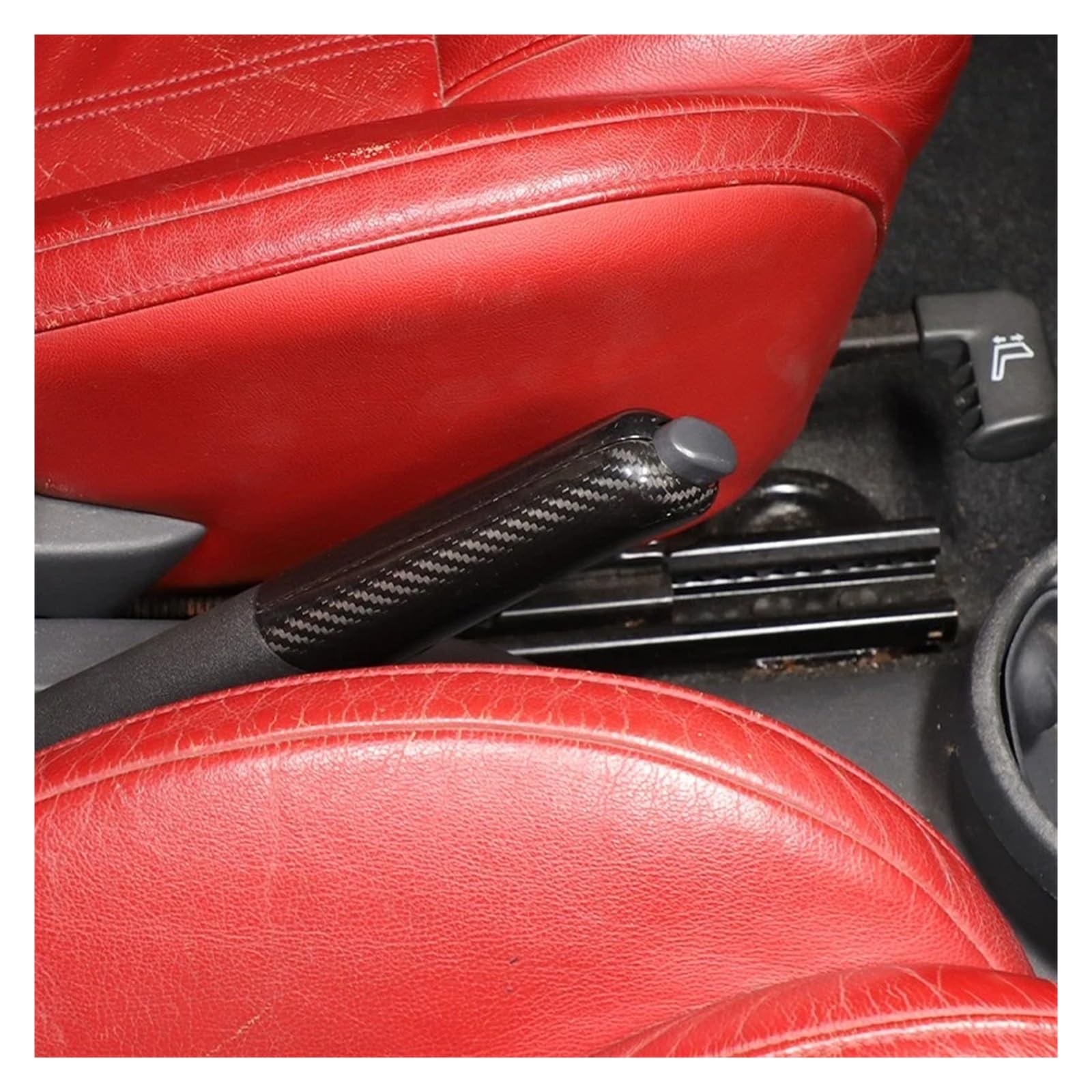 GSGBMD Compatible for Fiat 500 Abarth 595 695 2007-2024 Real Carbon Fiber Car Center Hand Brake Lever Gear Shift Cover Trim Interior Accessories(Style2)