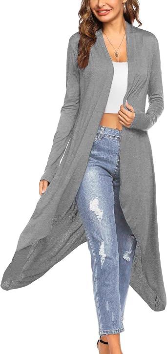 Amazon.com: ACEVOG Cárdigan casual para mujer, ligero, abierto al frente,  ajuste holgado, manga larga, suéter largo de punto S-XXL : Ropa, Zapatos y  Joyería