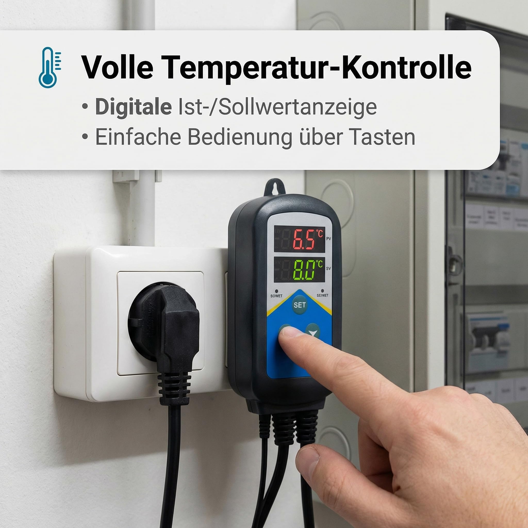 Pondlife Teichheizung Set mit Heizkabel & digitalem Thermostat, Teich eisfrei halten/Frostschutz, 6 m Silikon-Heizkabel IP68, selbstregulierend, für Teich, Filterleitungen & Wasserlauf