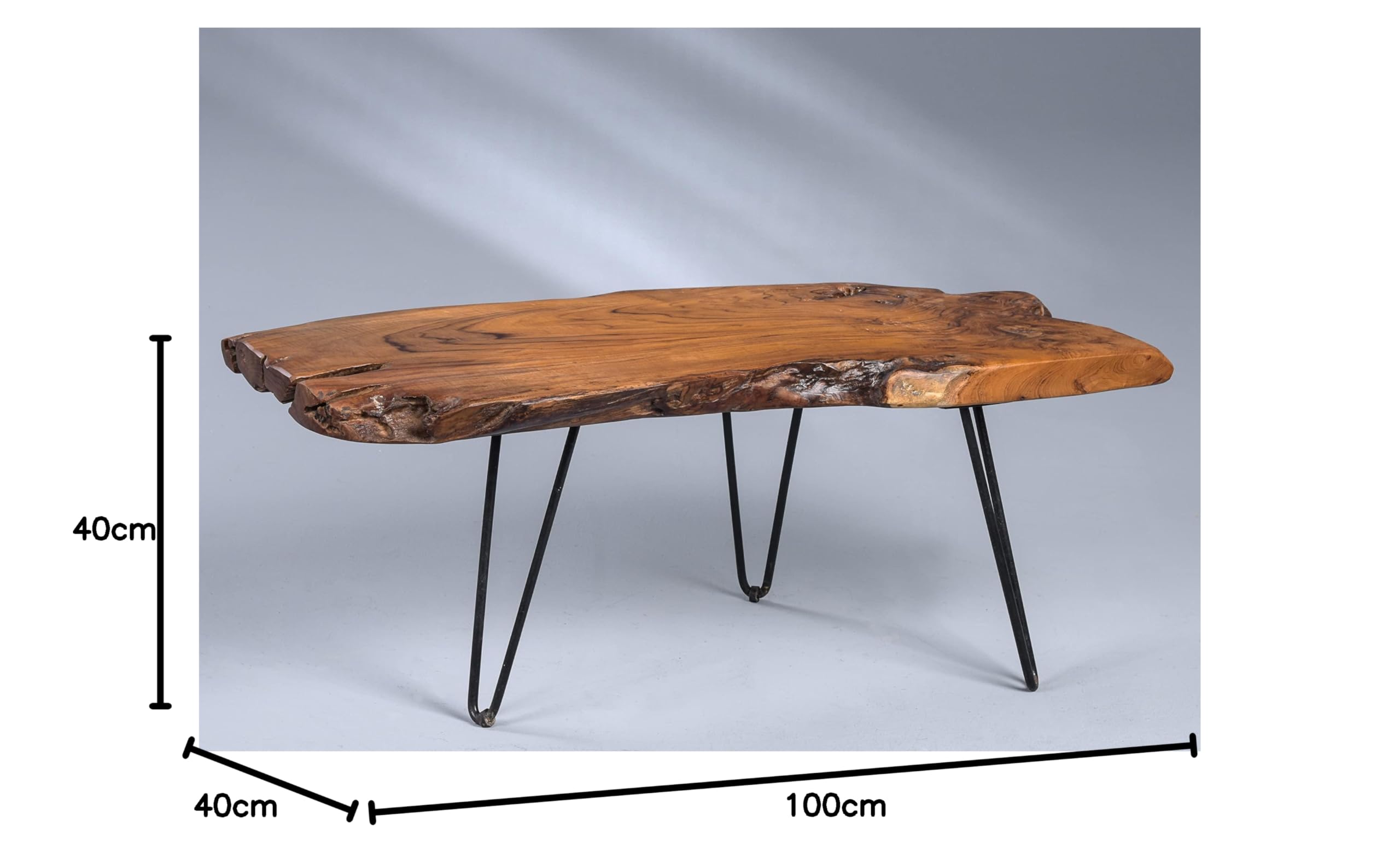 Hometrends4You Tallus Stolik Kawowy, Drewno Tekowe, Brązowy, 100 x 40 x 40 cm