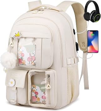 kadilong School Backpack for Teen Girls,Cute Backpacks for Women Aesthetic Bookbag Laptop Bag Back Pack for Middle School
