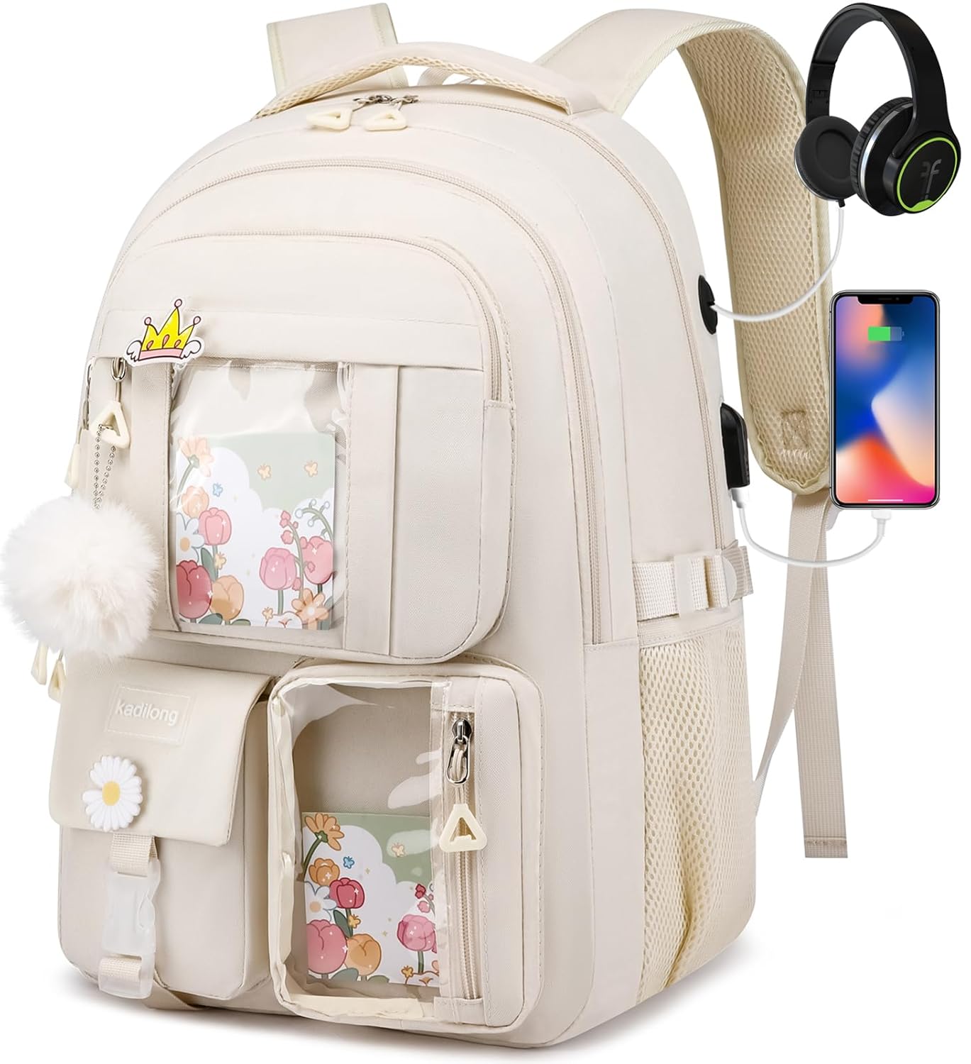 17 3 Inch School Backpack for Teen Girls Cute Backpacks for Women Aesthetic Bookbag Laptop Bag Back Pack