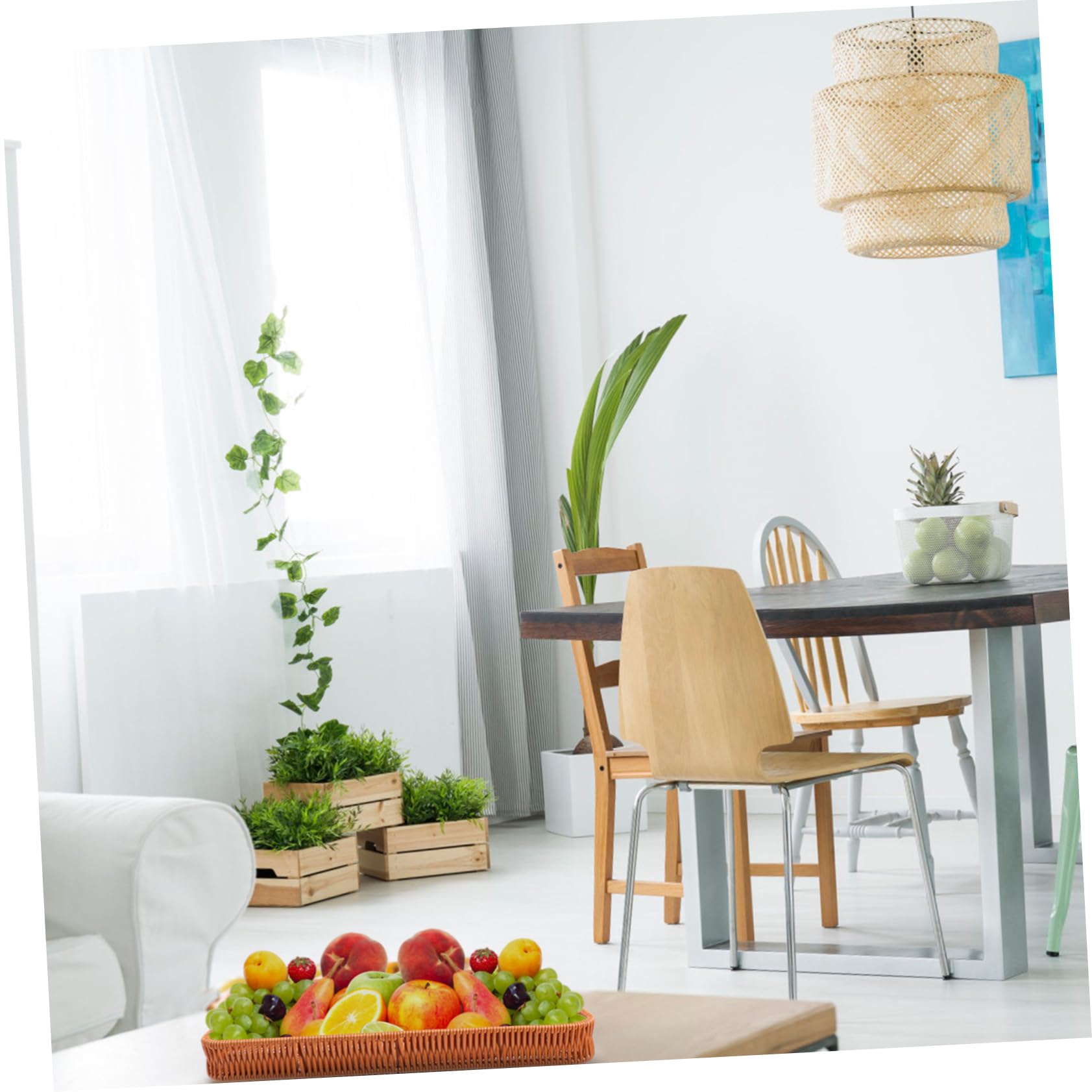 VINTORKY 1pc Storage Basket Storage Coffee Table Seagrass Baskets Food Decor Home Storage Tray Woven Fruit Camping Storage Containers Home Decorative Tray Hand Decor Plastic Brown re-usable