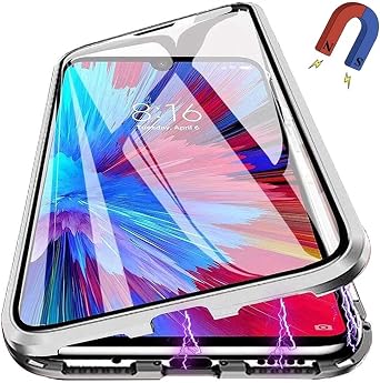 Pingoo Case for Huawei Mate 30 Pro, Magnetic Titanium Adsorption Metal Bumper with Front and Back Transparent Tempered Glass Flip Cover 360 Degree Full Body Protective Case for Men Women