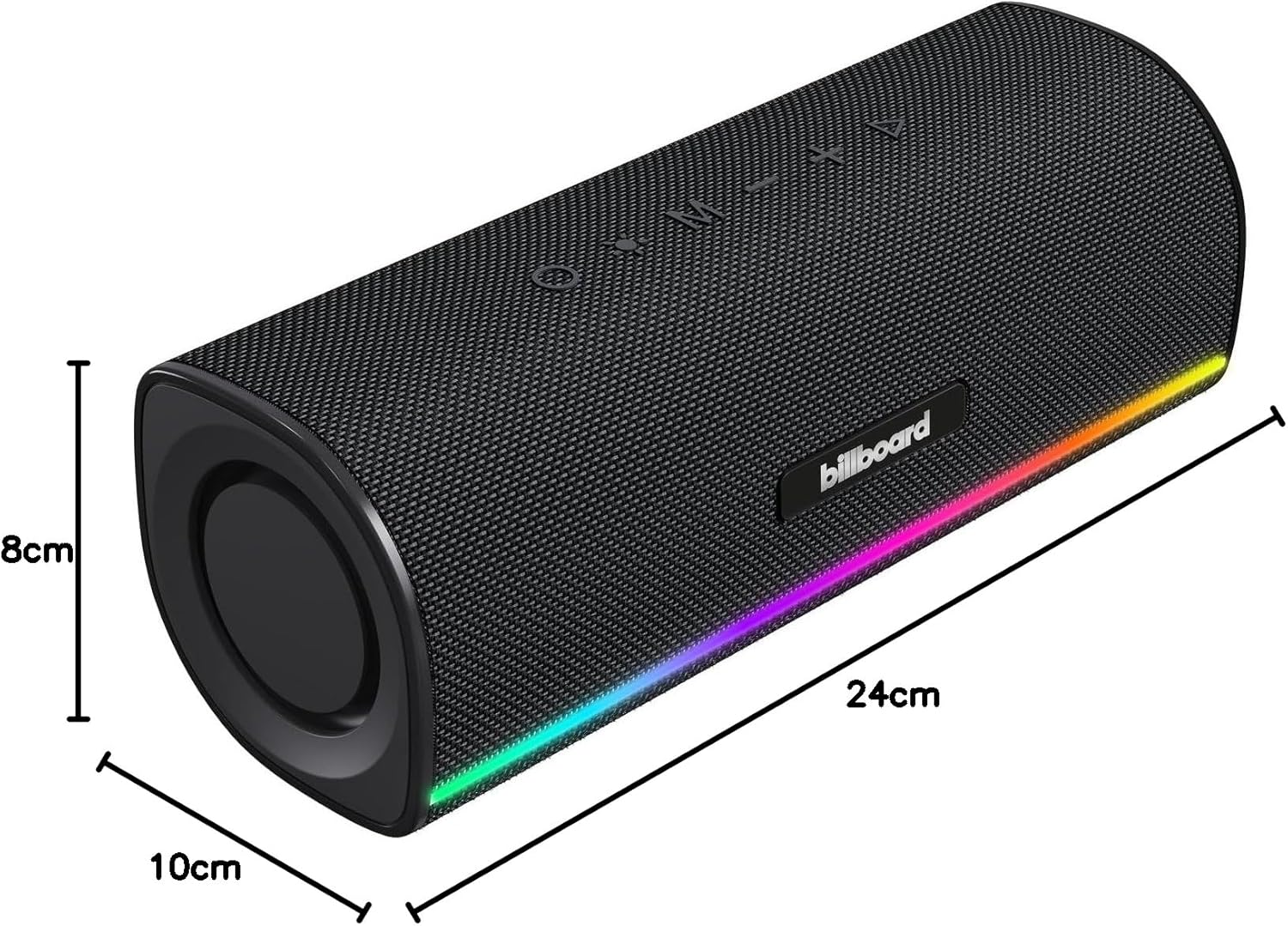 Billboard Chroma speaker with dimensions labeled