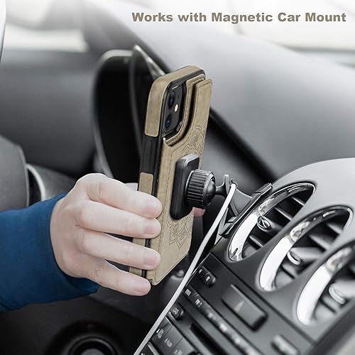 Miniatura 4 de Vaburs Funda compatible con iPhone 11 con tarjetero y diseño de mandala en relieve, piel sintética de alta calidad, doble botones magnéticos, a