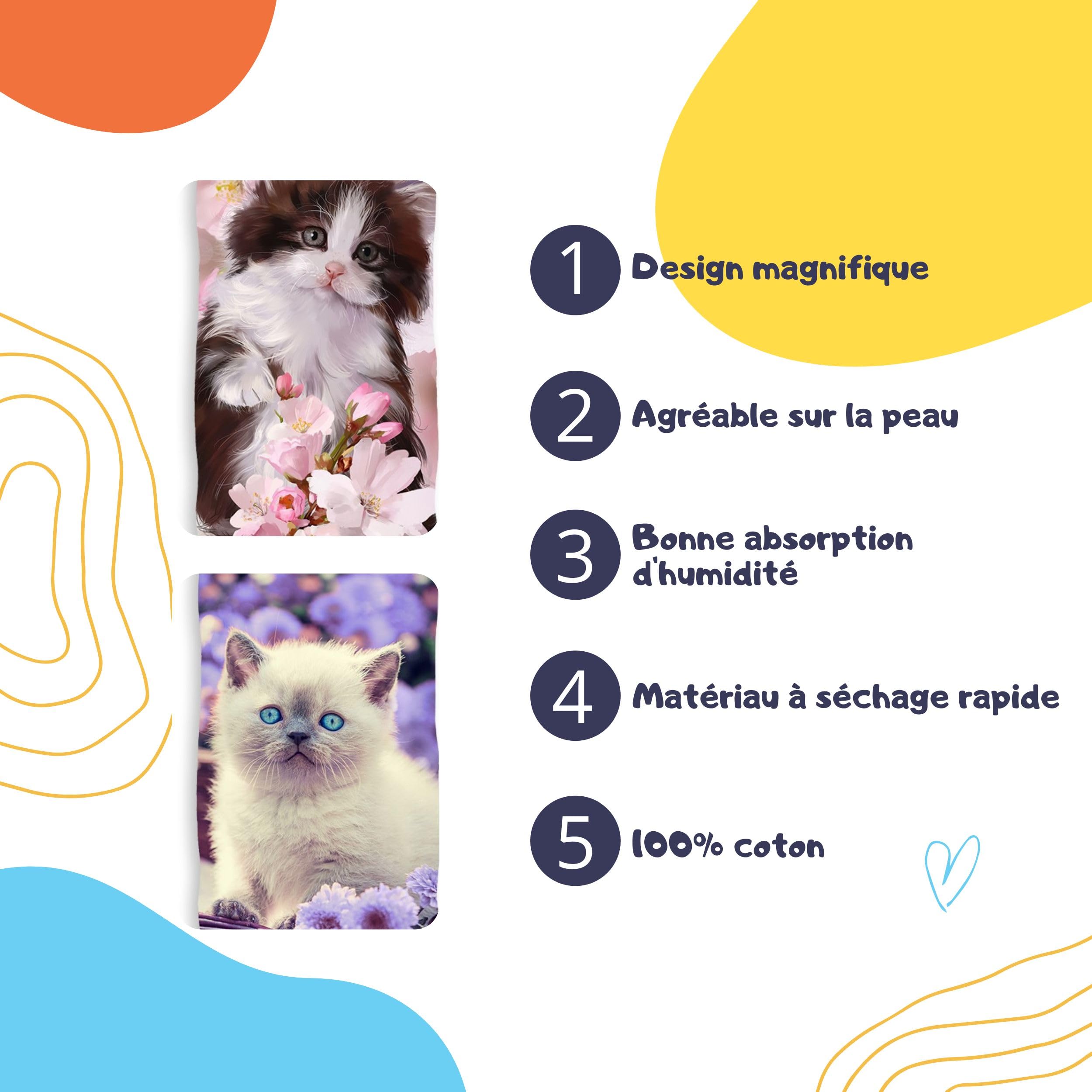 Serviette De Bain En Coton Velours Pusheen 75x150 Cm - Serviette De Plage, Sauna, Motif Chat Mignon - 4
