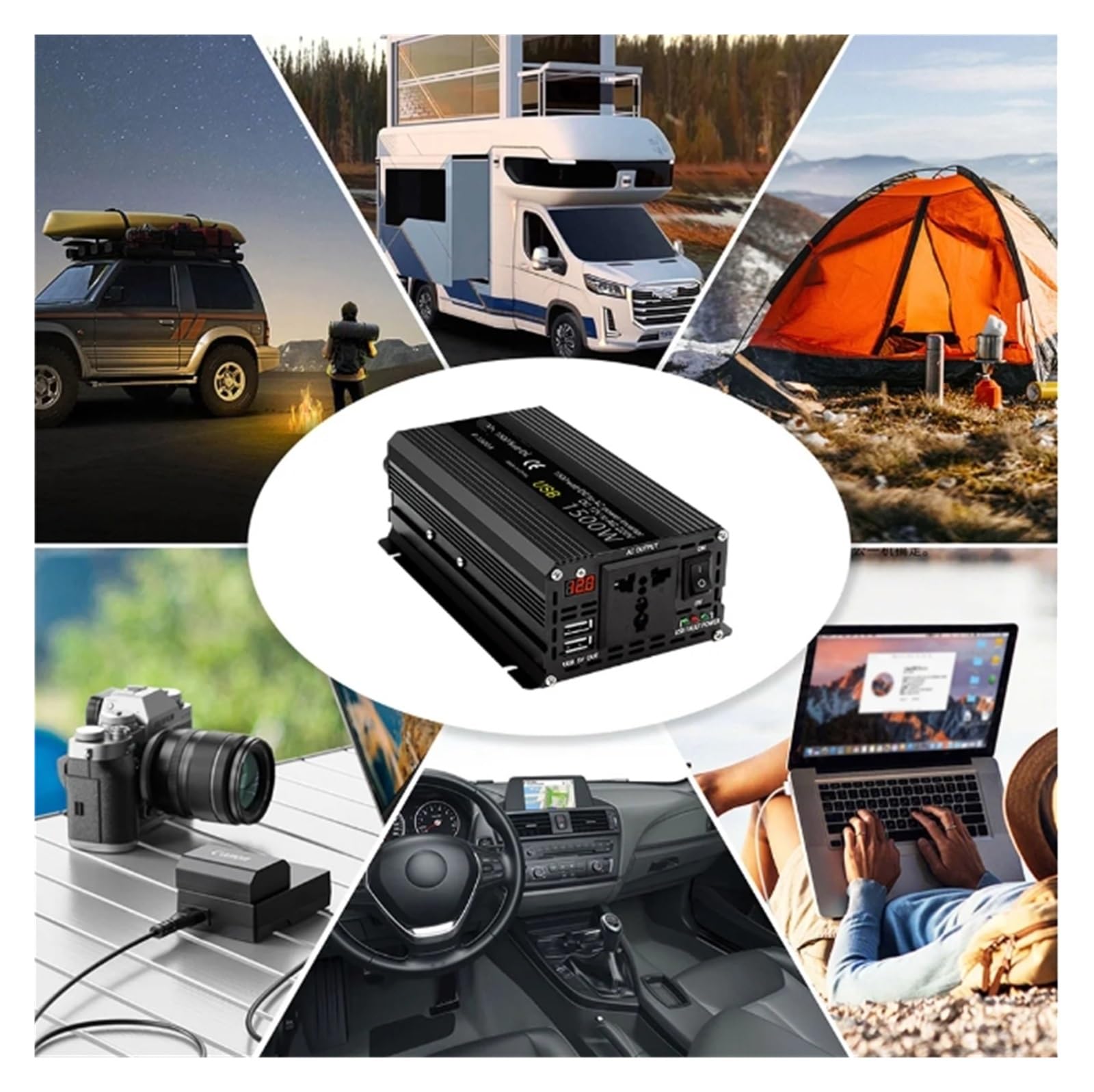 Inversor Corriente para Coche 1500 W 2000 W 2600 W CC 12 V A CA 220 V Adaptador Batería Universal 60 Hz Transformador(2000W A,DC24V)