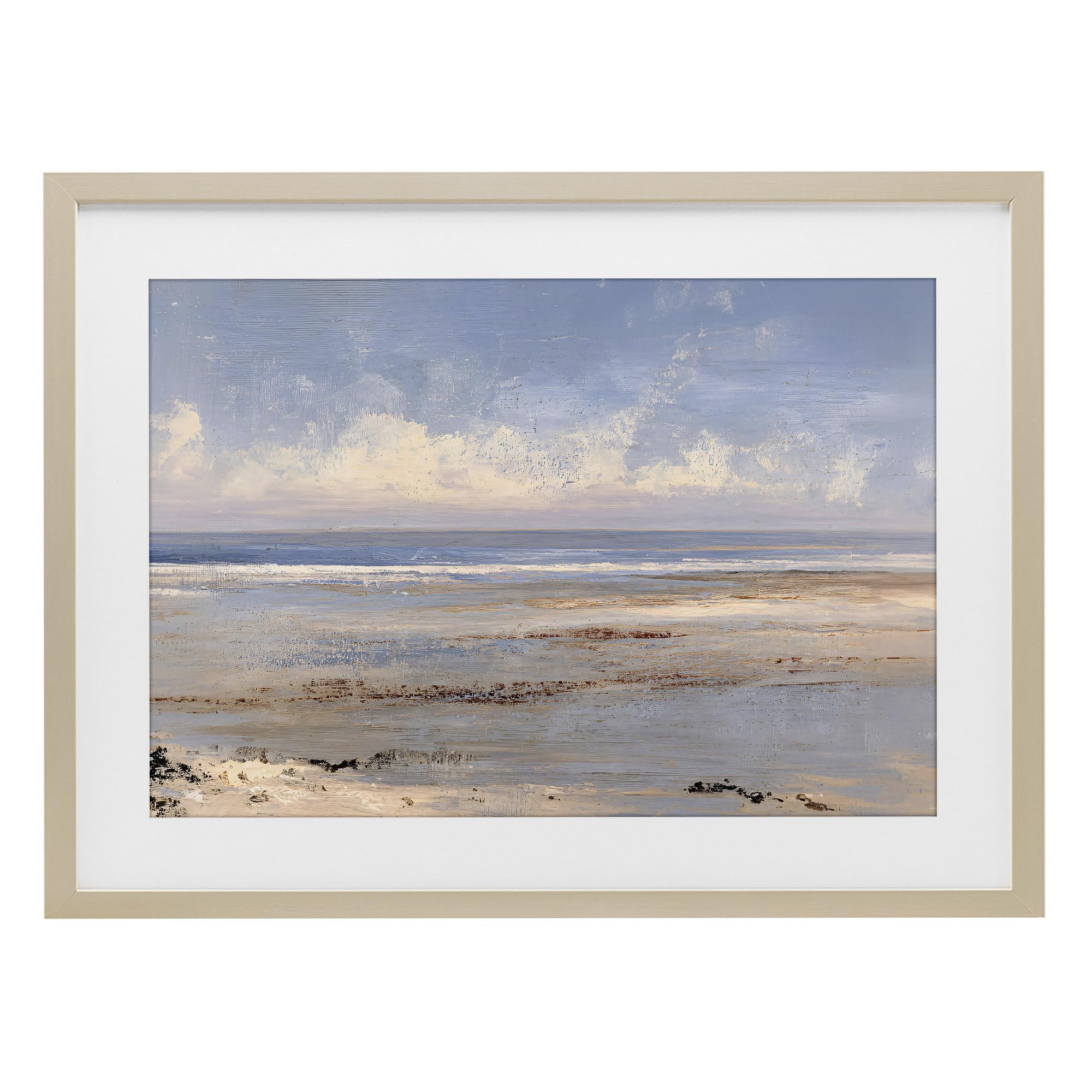 Stupell Industries Harvest Pine (Textured) 'Rustic Ocean Horizon Impression'| Framed Print Under Glass