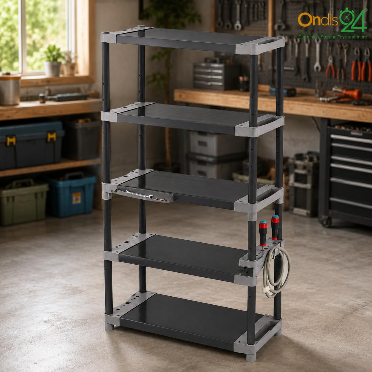 Ondis24 Schwerlastregal Kunststoffregal Qualipro(90) | Lagerregal, Kellerregal 600Kg Belastbar, 120Kg je Boden