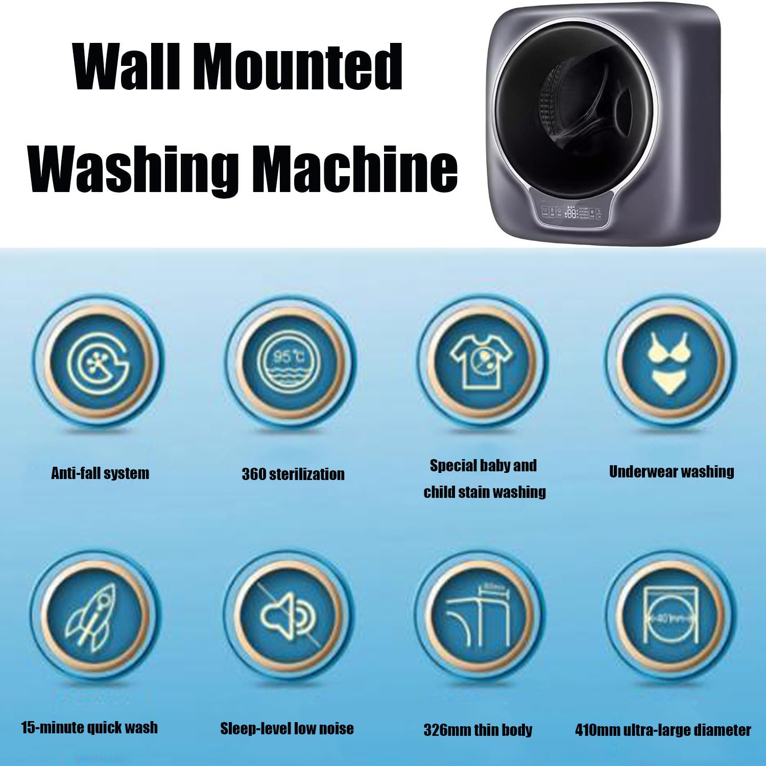Mini Lavadora De Pared, Lavadora De Pared De Tambor Frontal Completamente Automática, Lavadora Eléctrica De Pared De 3 Kg