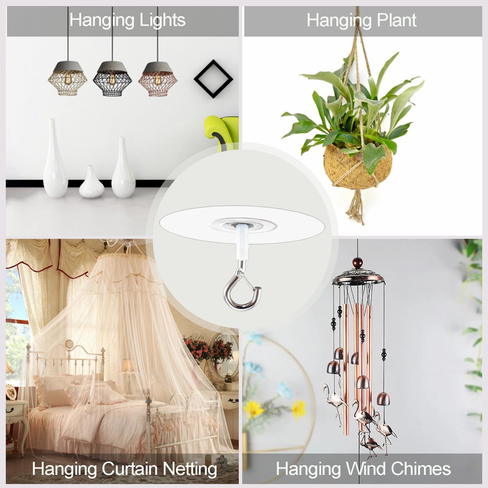 No Hole Ceiling Hooks - Easy Self Adhesive -6