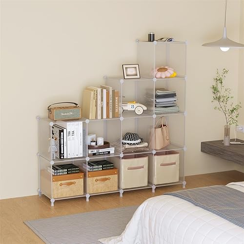 Miniatura 9 de AWTATOS Organizador de almacenamiento de 8 cubos, estante organizador de armario, estantería, estantes de almacenamiento apilables para armario,