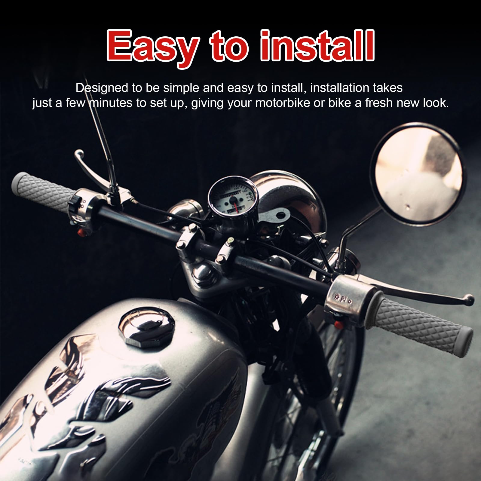 2PCS Motorcycle Hand Grip, 7/8'' 22mm 24mm Left Right Rubber