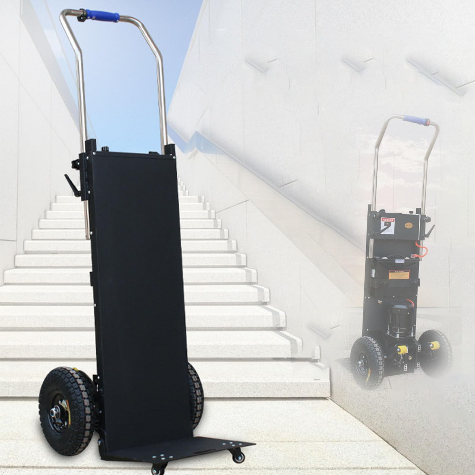 Carretilla de Mano eléctrica para Subir escaleras, para mudanzas, Capacidad de 440 LB, para Trabajo Pesado, con Frenos, manija Plegable y neumáticos sólidos