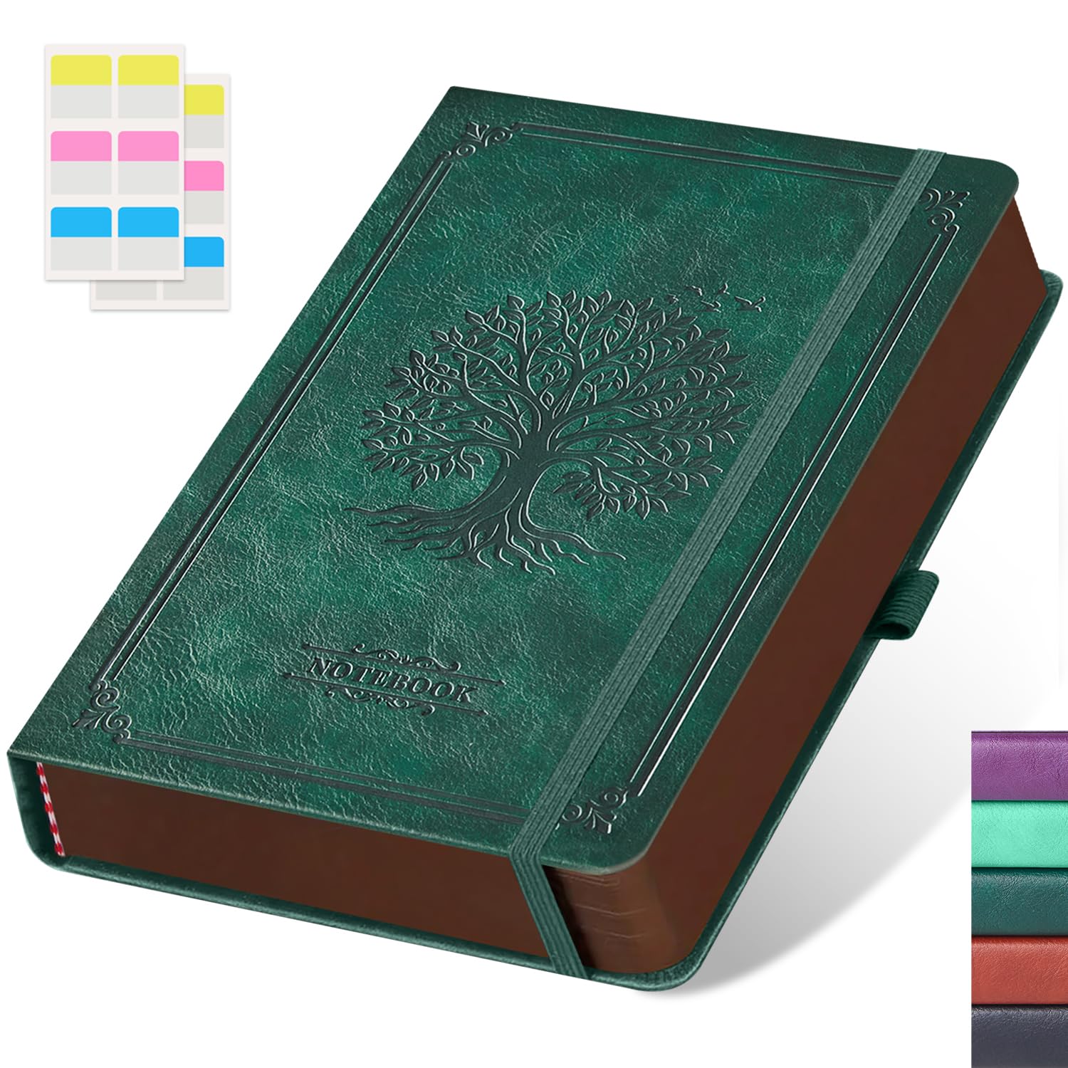 FOCUS DAY A5 Journal Notebook for Women Men, 320 Pages Lined Journaling Notebook with 100GSM Thick Paper, Hardcover Leather Note book for Work Writing Note Taking Diary, School, 5.7'' X 8.4'', Green