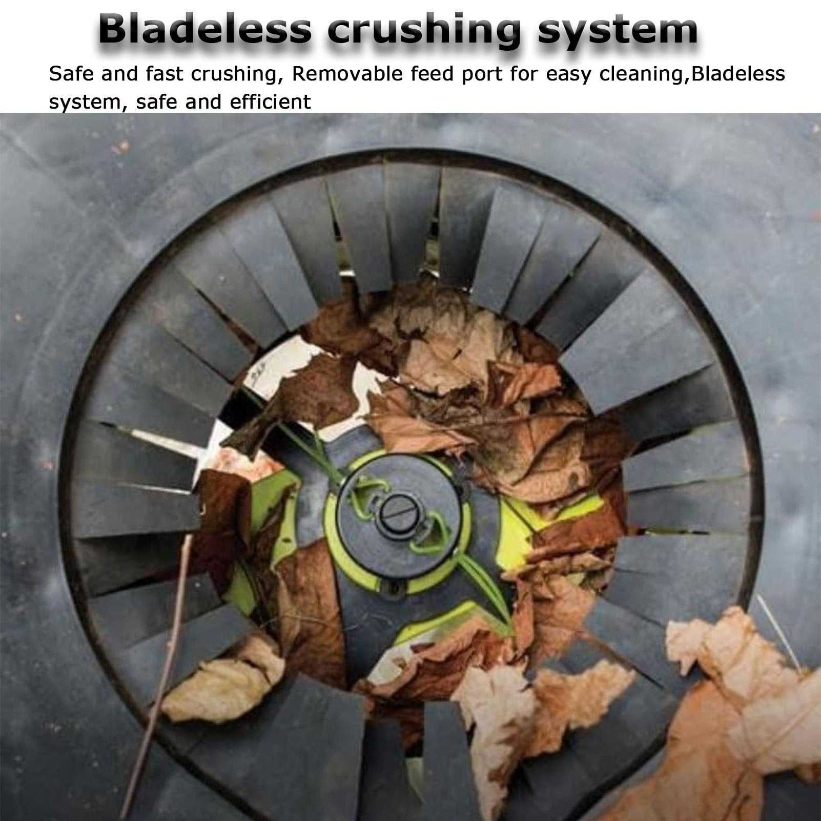 Trituradora de hojas eléctrica con cable, trituradora de jardín portátil sin cuchillas con ruedas, trituradoras y astilladoras de 8000 rpm con bolsa recolectora, diámetro del embudo 54 cm,30cm