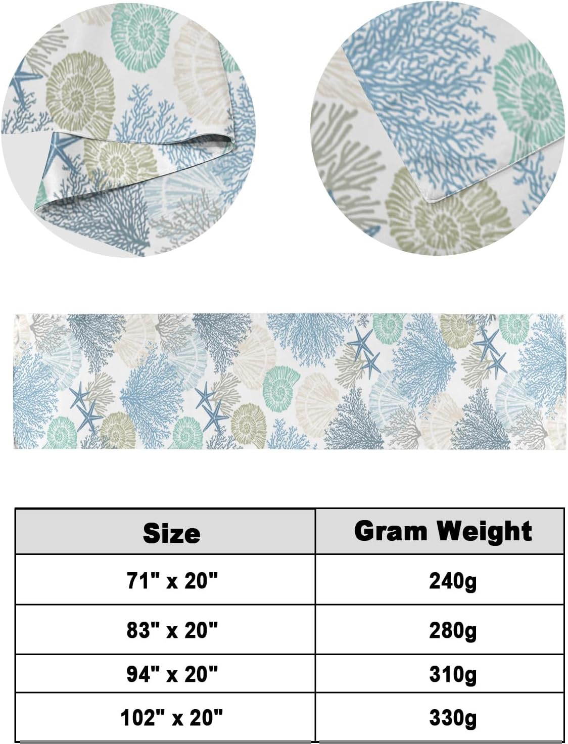 Blue Teal Coral Bed Runners for Queen Size Bed, Bed Throws for Foot of Bed, Summer Beach Starfish Coastal Modern Geometric Bed Runner Sofa Throw Bedding Scarf Protector Slipcover for Bedroom