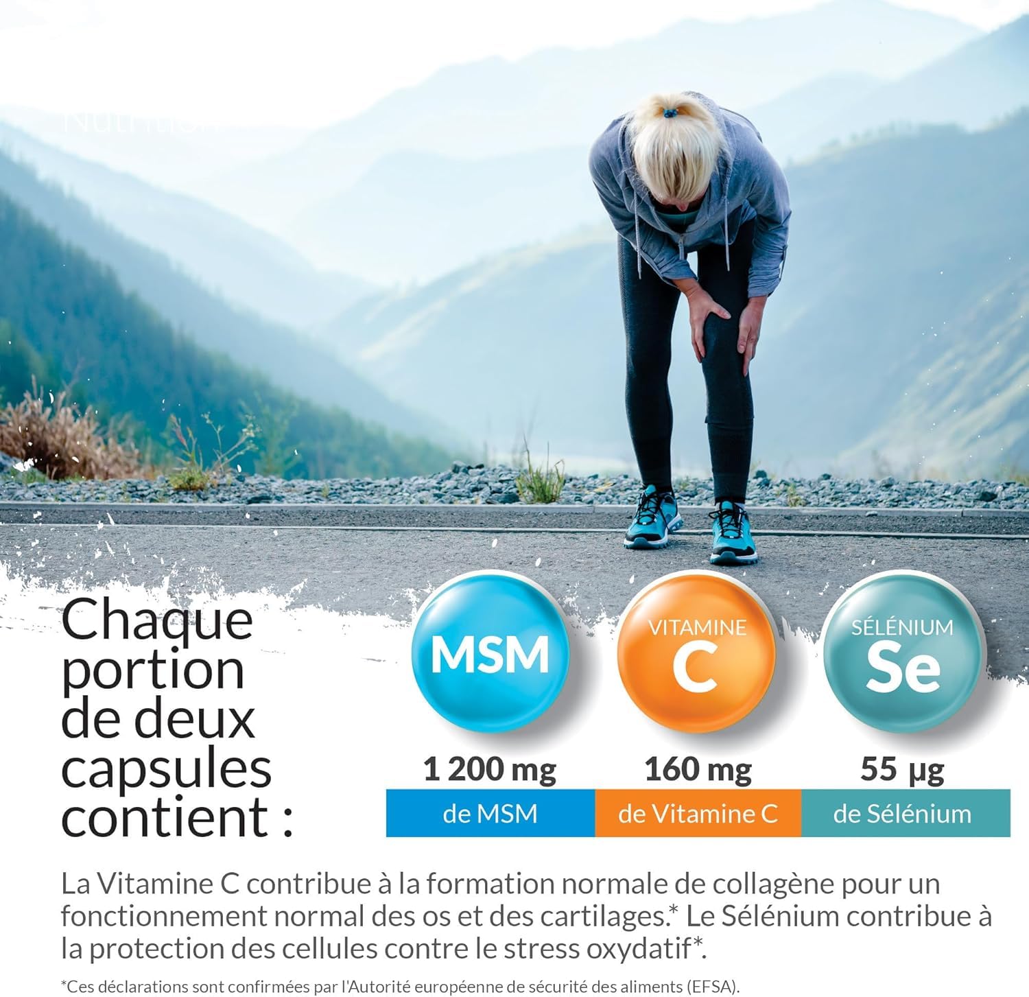 MSM avec Vitamine C et Sélénium - 180 Gélules Vegan - Méthylsulfonilméthane Haute Puissance - Fabriqué en Europe - Nu U Nutrition