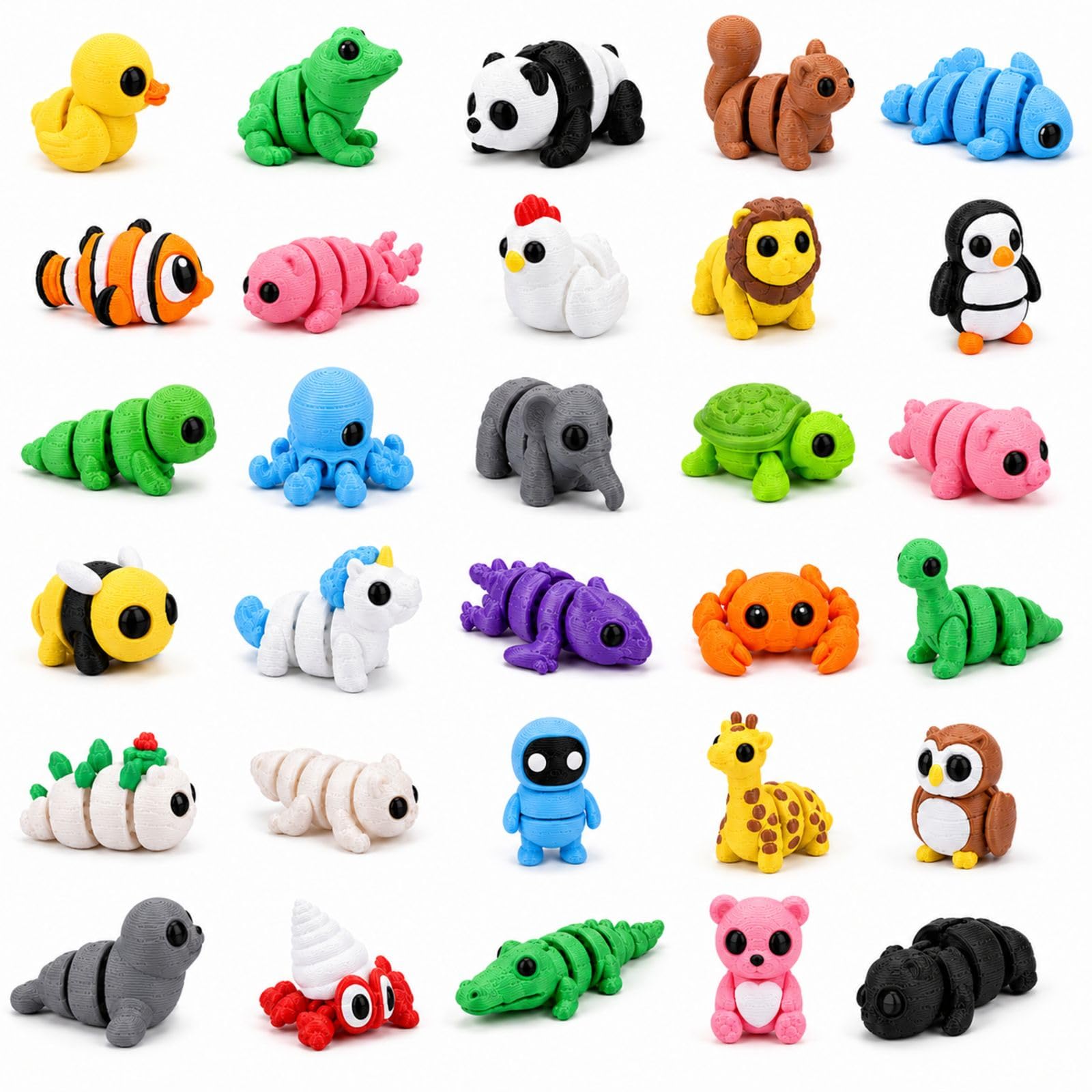 30PCS 3D Printed Animals