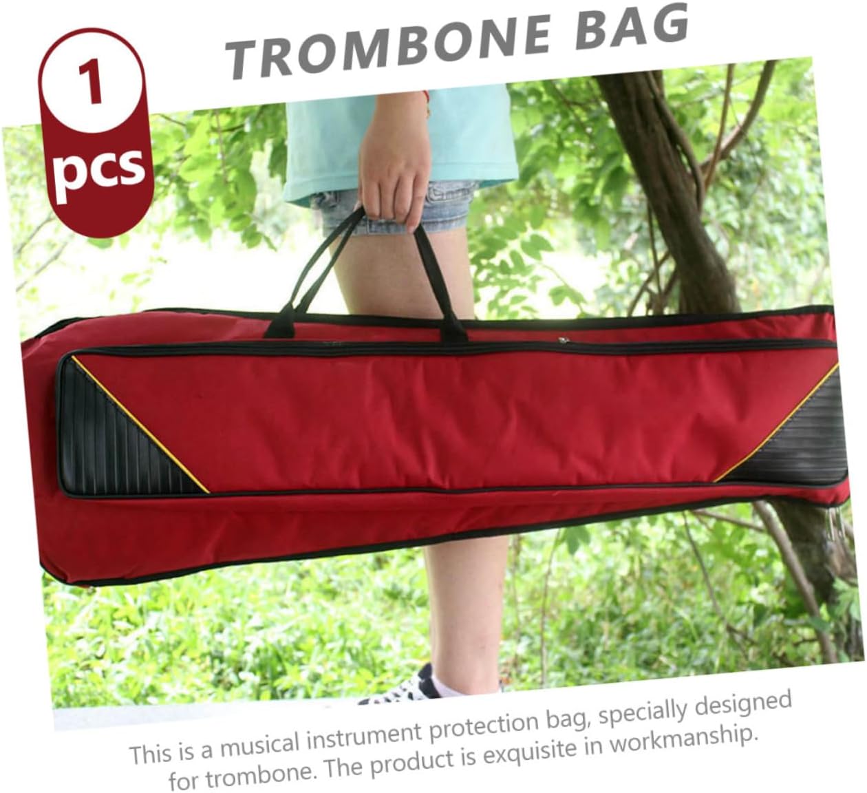 Healifty Padded Trombone Bag Oxford Cloth Thickened Cotton Protective Musical Instrument Storage Case Portable Backpack Handheld for Alto Tenor Players
