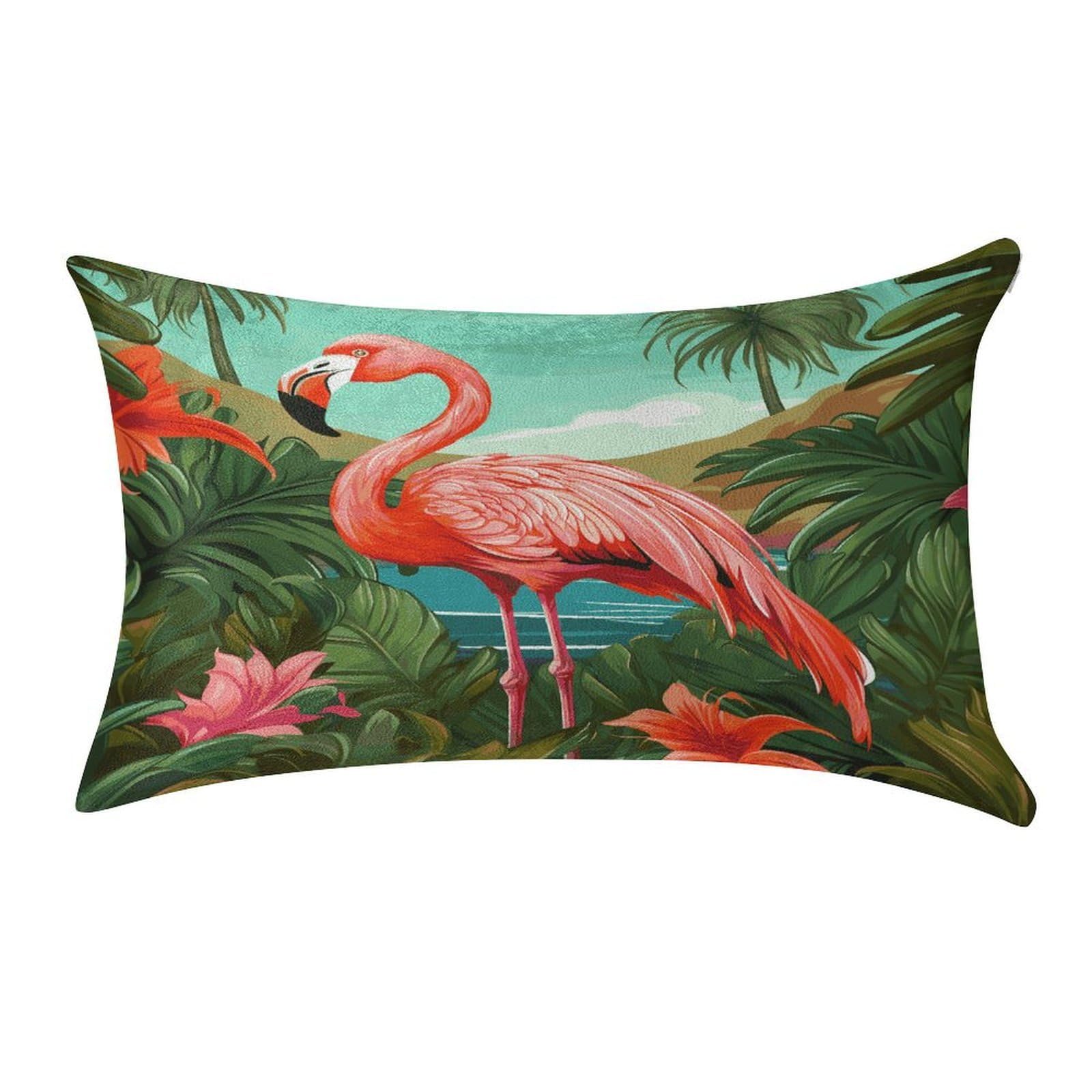 LDGSUPH Tropical Flamingo Velvet Throw Pillow Covers Cozy Pillow Shams Pillowcases Detachable Pillow Cases Soft Cushion Cover with Zipper for Sofa Car Bed Pillow Protectors 12 "×20 "