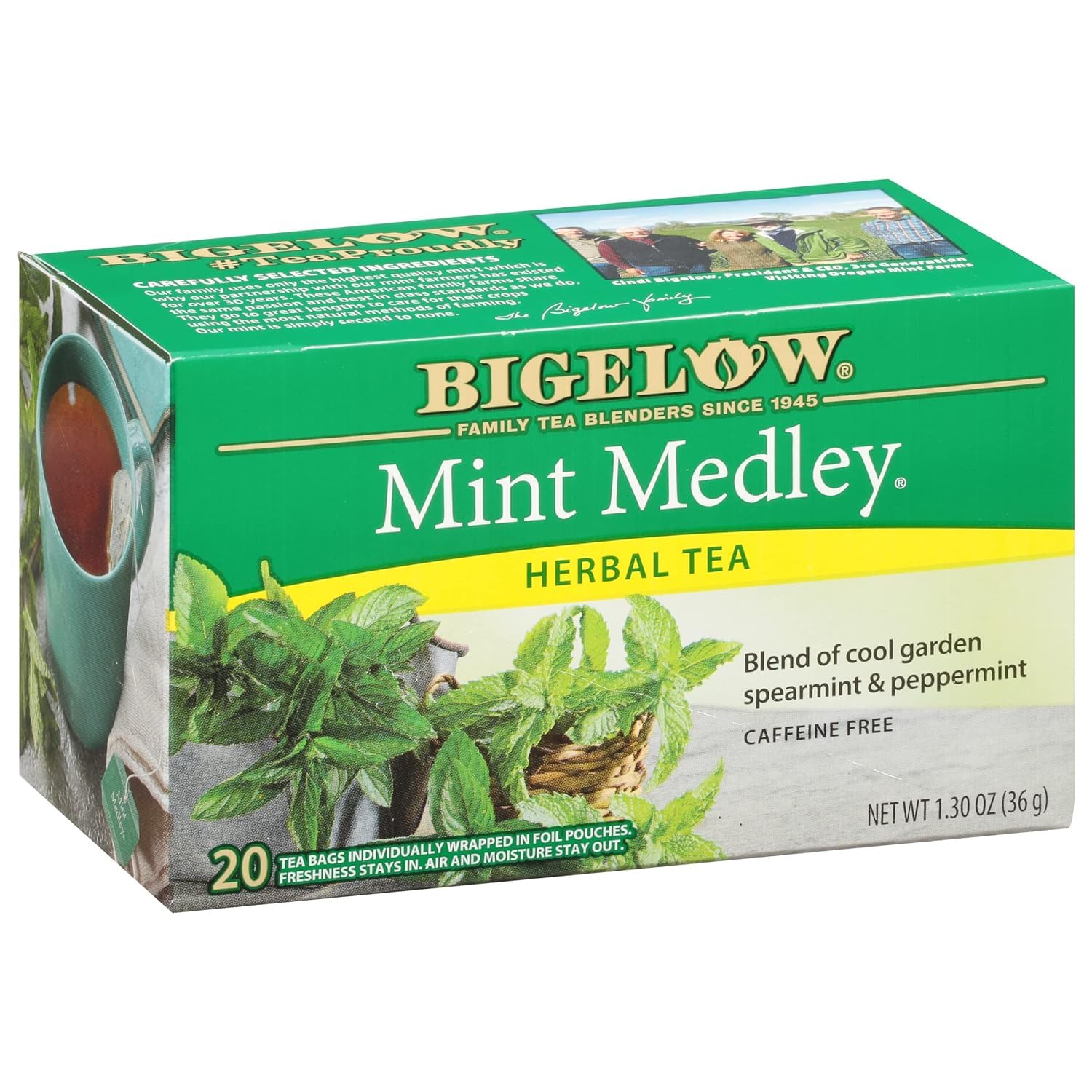 Bigelow Tea Mint Medley Herbal Tea Spermint & Peppermint With Freshness & Aroma Caffeine Free 20 Tea Bags Net Wt 1.30oz (36gm) (B0CRH69X4V) Amazon Price History, Amazon Price Tracker