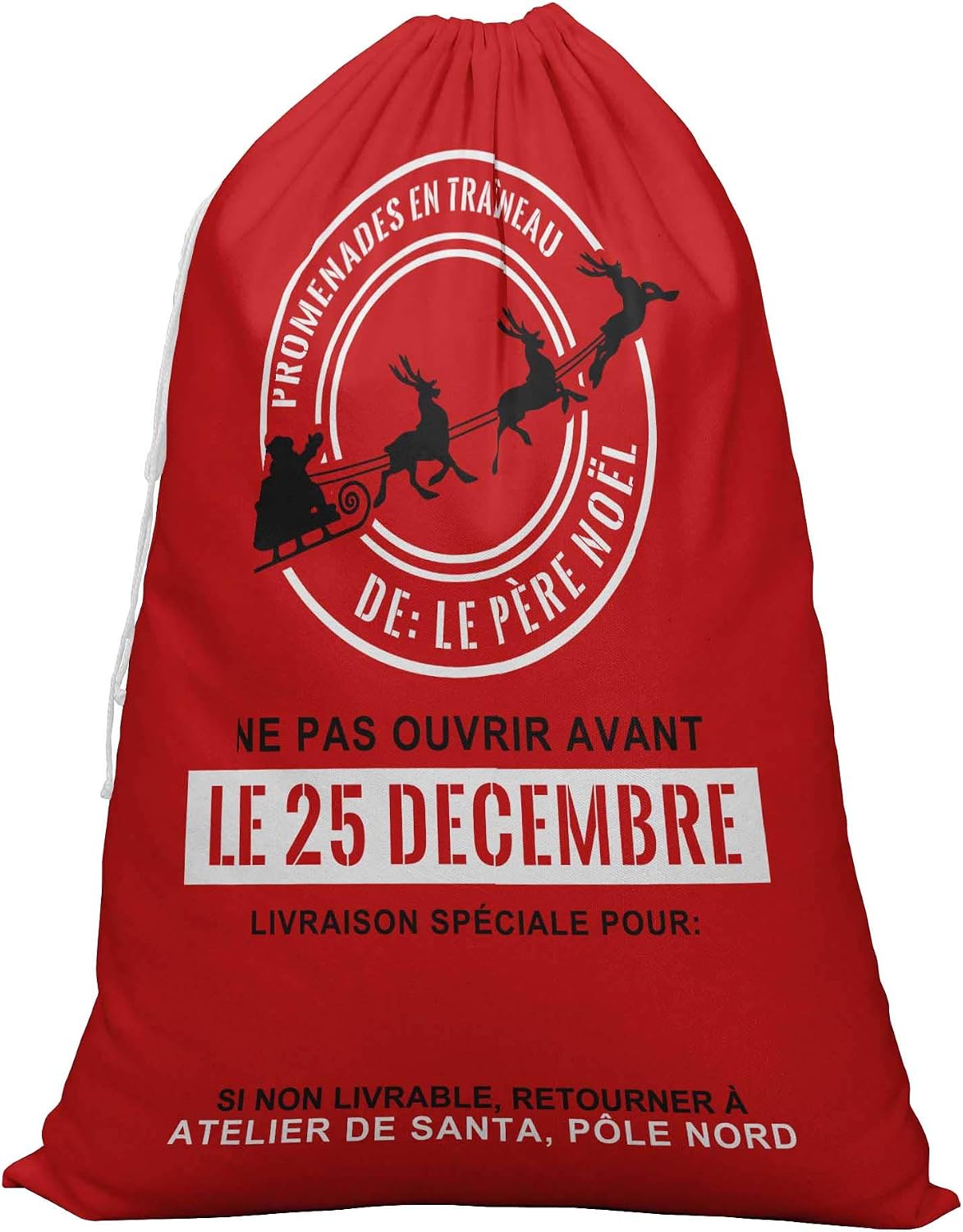 Printtoo Large Drawstring Canvas Bag Christmas Sack Bags Santa Gift Sack Custom Party Favor 2 Pcs 27x20 Inch