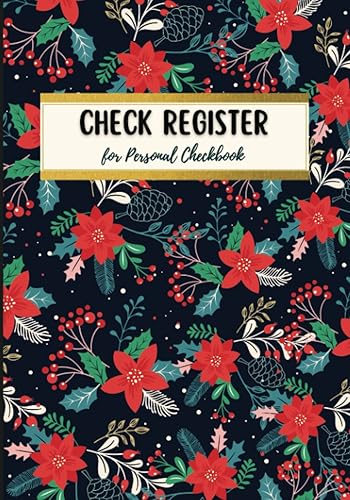 Check Register for Personal Checkbook: Checking Account Registers - Financial Transaction Log Book - Floral Design