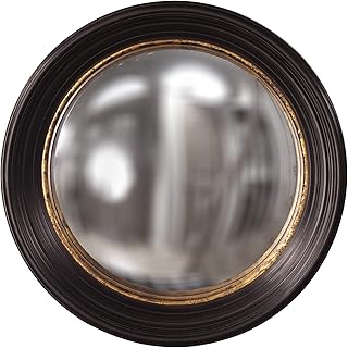 Howard Elliott Rex Convex Roung Hanging Accent Wall Mirror, Brown with Mottled Gold Leaf, For Bedroom Entrway or Any Room, 25 Inch