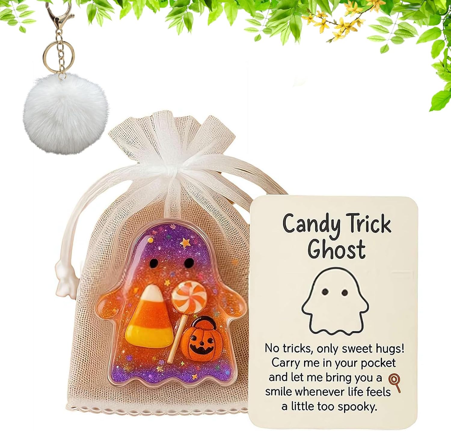 Pocket Hug Ghost, Cute & Friendly Ghost Pocket Cards, Halloween Themed Pockets Ghosts Hug Tokens for Friends & Loved Ones (6PCS)