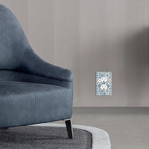 Miniatura 7 de Azulejo mediterráneo azul de 1 banda cubierta de toma de corriente Talavera mosaico mexicano marroquí mosaico dispositivo de palanca individual