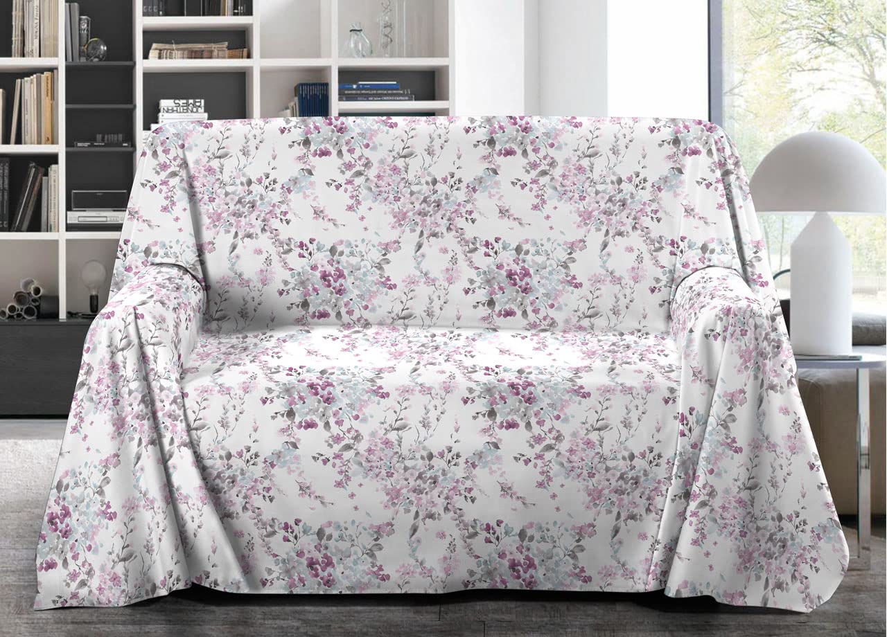 BIANCHERIAWEB Telo Arredo Granfoulard Copritutto Salvadivano 100% Cotone Disegno Acquarello Matrimoniale Acquarello