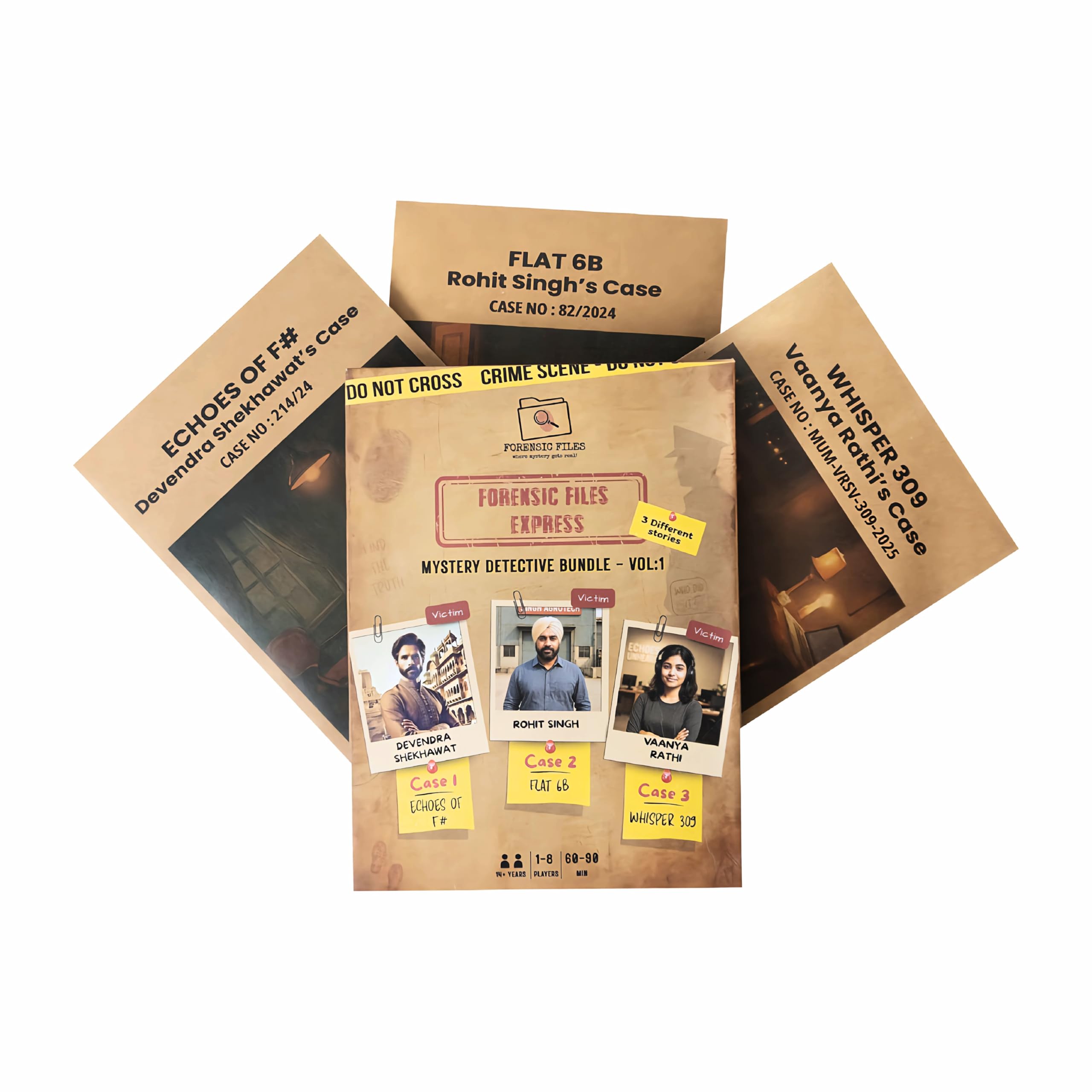 Forensic Files Express: Detective Muder Mystery Puzzle Bundle Vol. 1 | Solve 3 Realistic Unsolved Crime Cases in 30 Min Each | Crime Solving Game for Adults & Beginners | Evidence Included