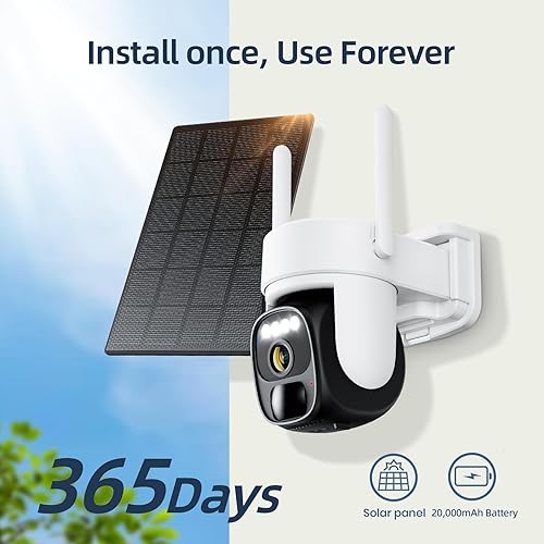 Miniatura 2 de Hawkray Pannel - Cámara de seguridad solar inalámbrica para exteriores, doble lente, 10xZoom, resolución 2K 3MP 360 PanTilt, 2.4 y 5G WiFi con