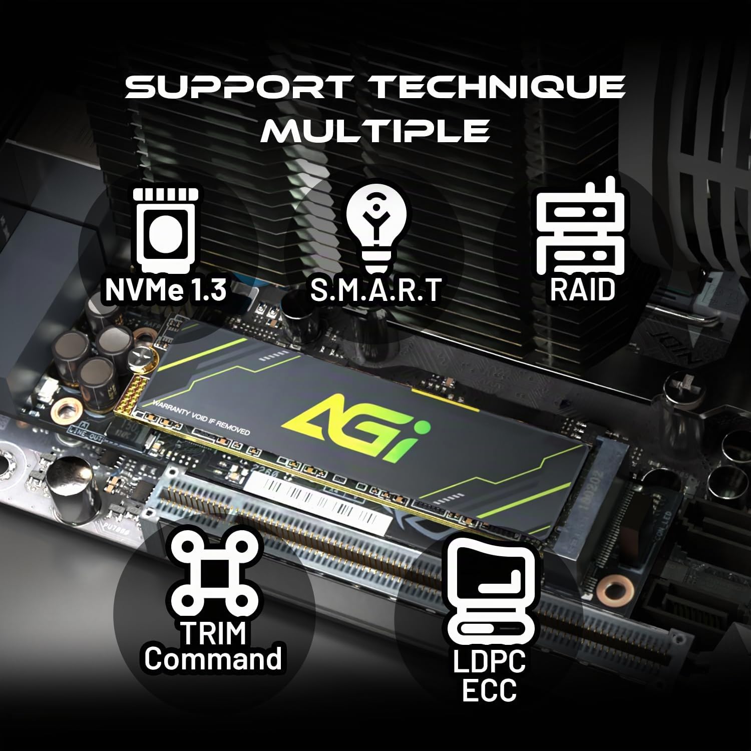 AGI AI818-43 1 to M.2 NVMe PCIe 4.0 SSD Interne pour PC Portable Bureau