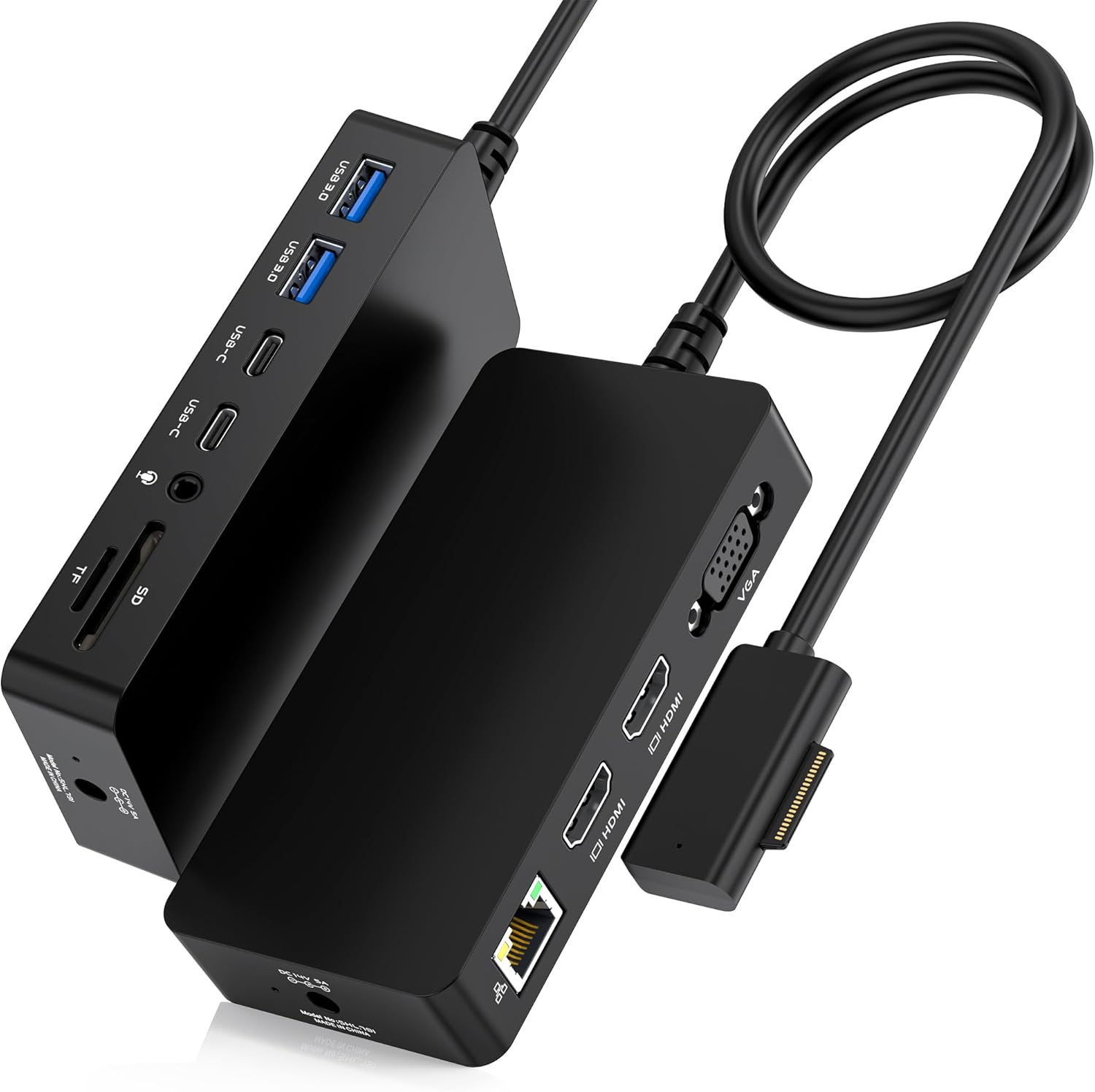 Surface Docking Station, 12-in-1 Triple Display 4K@60Hz Surface Dock with HDMI+VGA Mirror/Expand Mode, USBC&USB3.0, SD/TF, RJ45 Gigabit, DC Power, 3.5mm Audio for Microsoft Surface Pro/Laptop/Book/Go