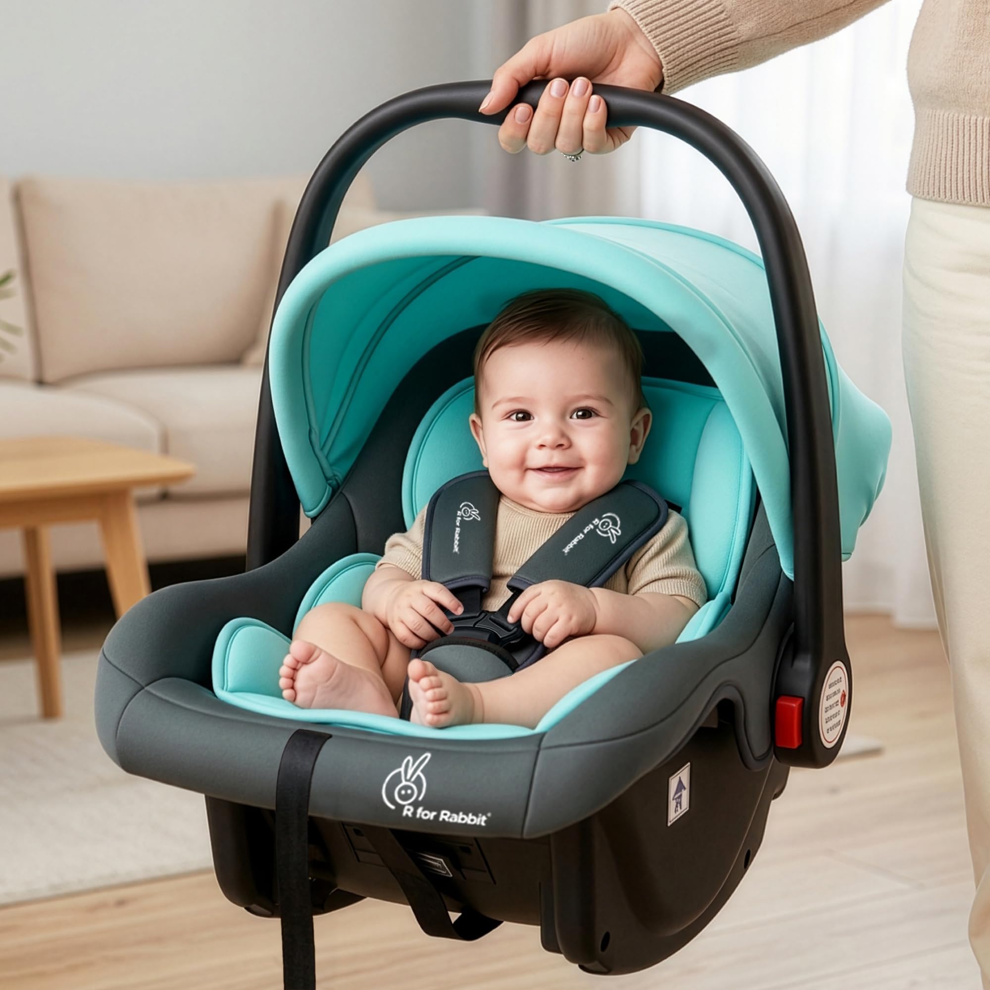 R for Rabbit Picaboo Baby Carry Cot, 4 in 1 Multi Purpose Kids, Infant Car Seat, Rocker for Infant Babies of 0 to 15 Months & Weight Capacity Upto 13 Kgs with (Blue Grey)-picture-5