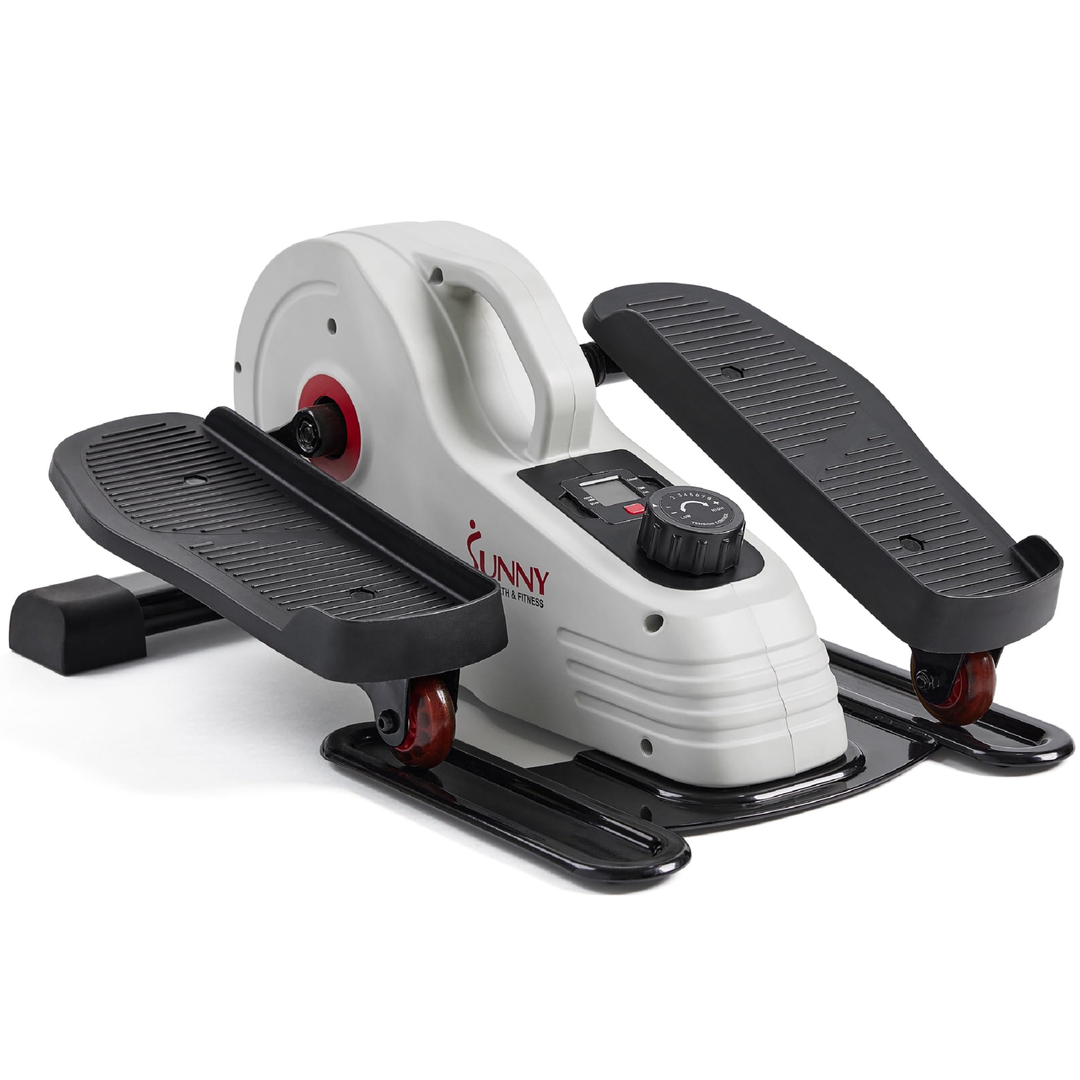 Sunny Health & Fitness Fully Assembled Magnetic Underdesk Elliptical Pedrer, Portable Foot & Leg Pedal Exerciser (White/Pink)
