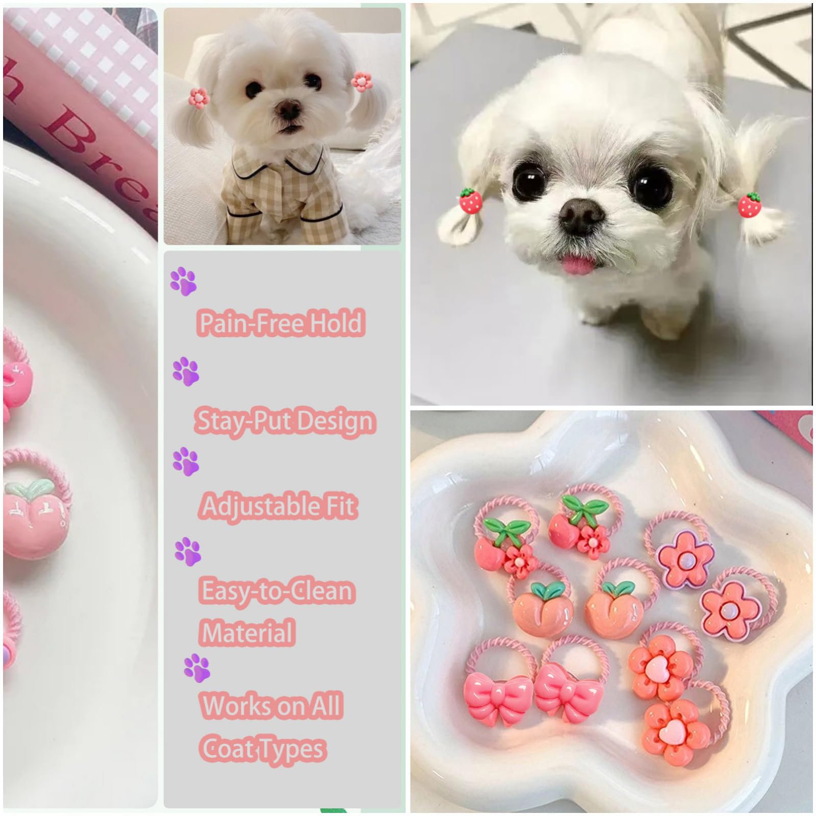 20 fiocchi per capelli per cani, fiocchi per cani di piccole dimensioni, accessori per cani per ragazze, fermagli per capelli per cani, con elastici, accessori per cani, Yorkie, Shih Tzu