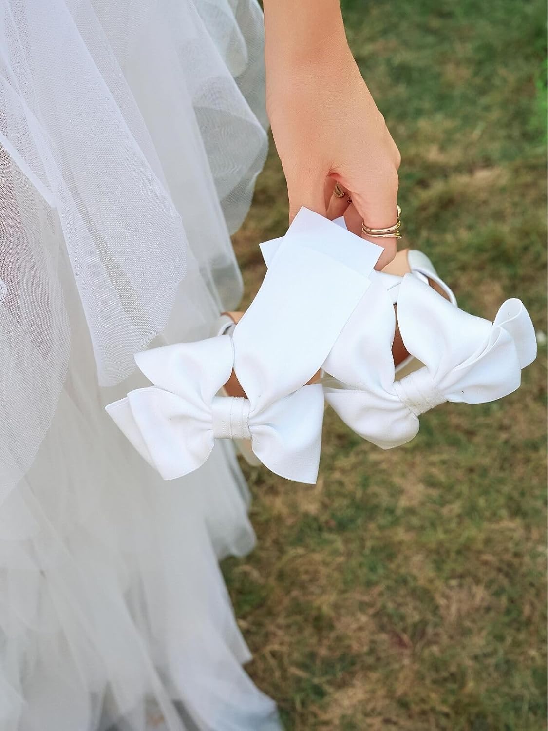 Coutgo Womens Slingback High Heels with Bow Closed Pointed Toe Wedding Bride Dress Shoes Satin Pumps - Image 4