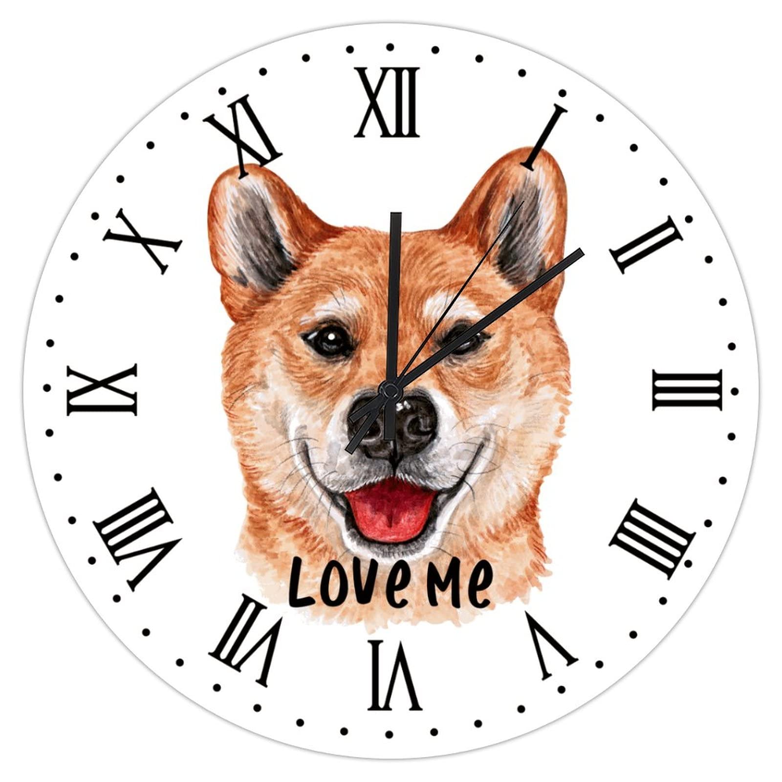 Horloge Shiba Inu à quartz pendule murale 38 cm pour amoureux des chiens
