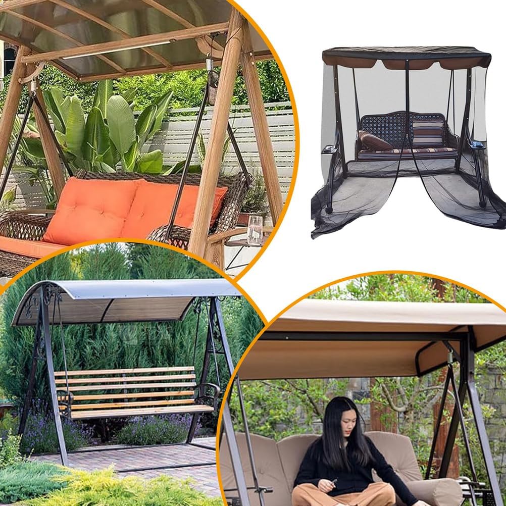 Patio Swing Mosquitos Netting - Polyester Mesh Screen, Mosquito Netting for Patio, Nettings Outdoor Mesh Screen with Zipper Opening and Roof Waterproof Tent,185 * 125 * 205cm(72 * 49 * 80in)
