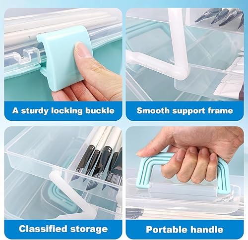 Miniatura 3 de Organizadores y almacenamiento de cajas de aparejos, organizadores y almacenamiento de manualidades de 10 pulgadas, caja de costura de tres capas