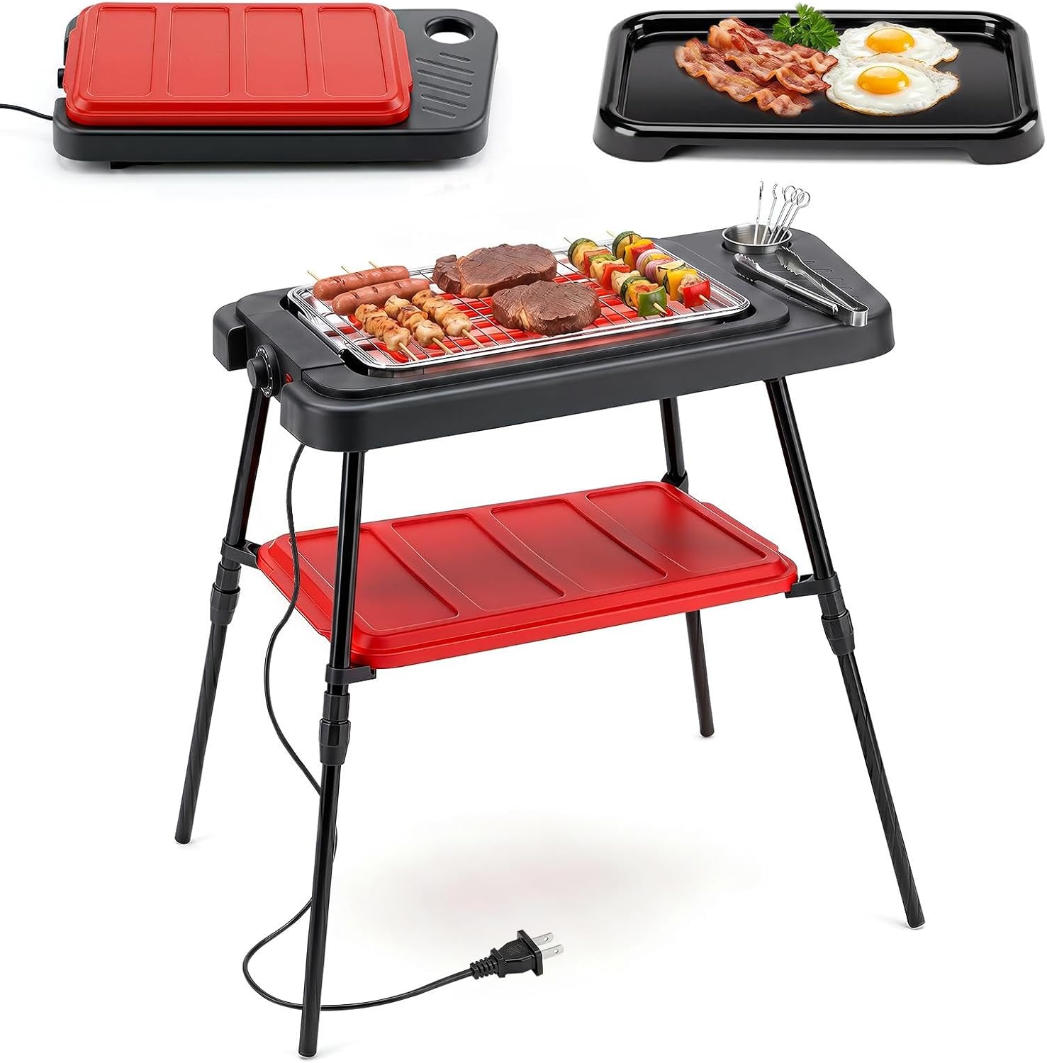GIANTEX 2-in-1 Electric Grill and Griddle, Indoor/Outdoor BBQ Grill, 1500W
