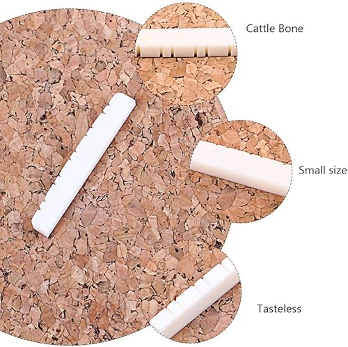 Miniatura 9 de Milisten Tuerca de hueso para guitarra eléctrica, tuerca de repuesto preranurada, material de hueso natural para tono mejorado, fácil instalación,