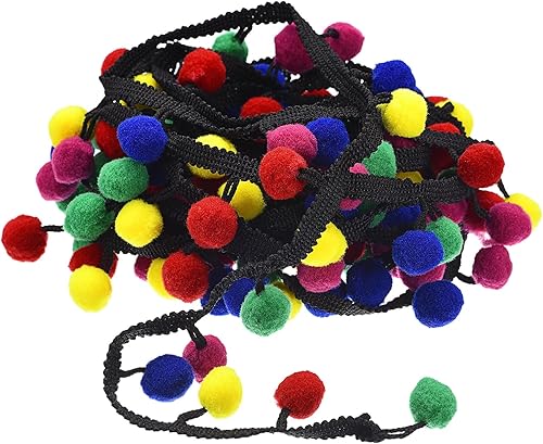 uxcell 10 yardas con flecos de pompón, accesorio de costura de cinta para manualidades, para el hogar, cortina, ropa, almohada, decoración, tipo de