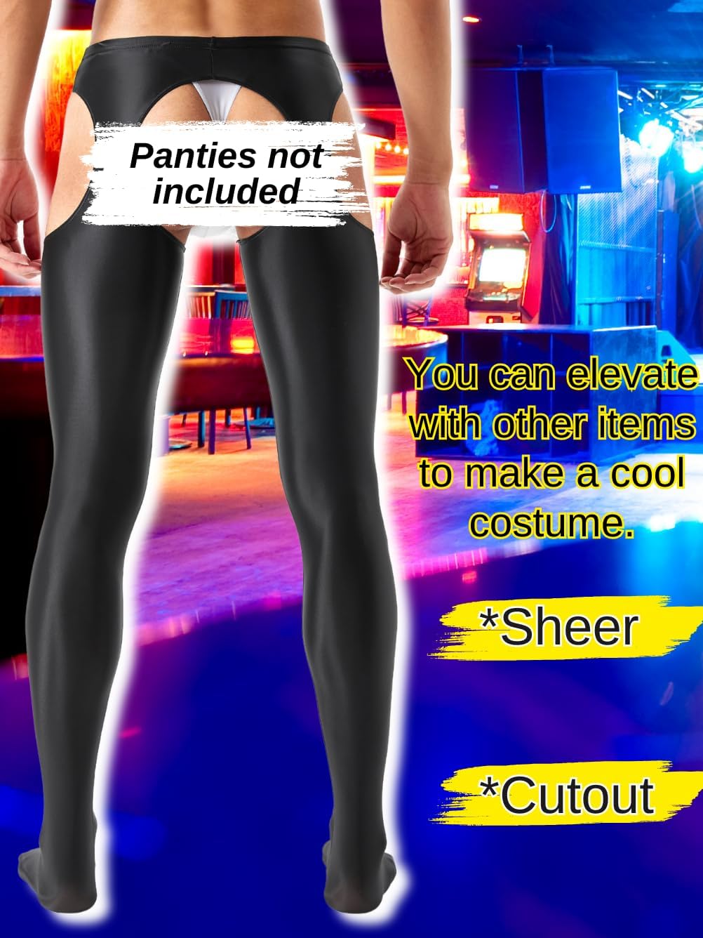 Shiny Leggings For Men, Sheer Underwear Pants, Rave Party Outfits, Gay Lingerie Sissy Clothes Tights Sexy Glow - Image 3